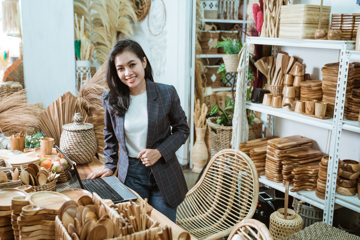 Attractive Asian Business Owner at Her Art and Craft Store